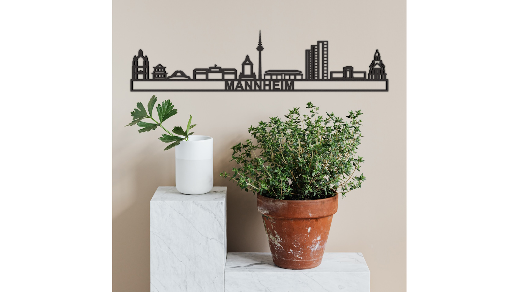 Skyline Mannheim aus Holz