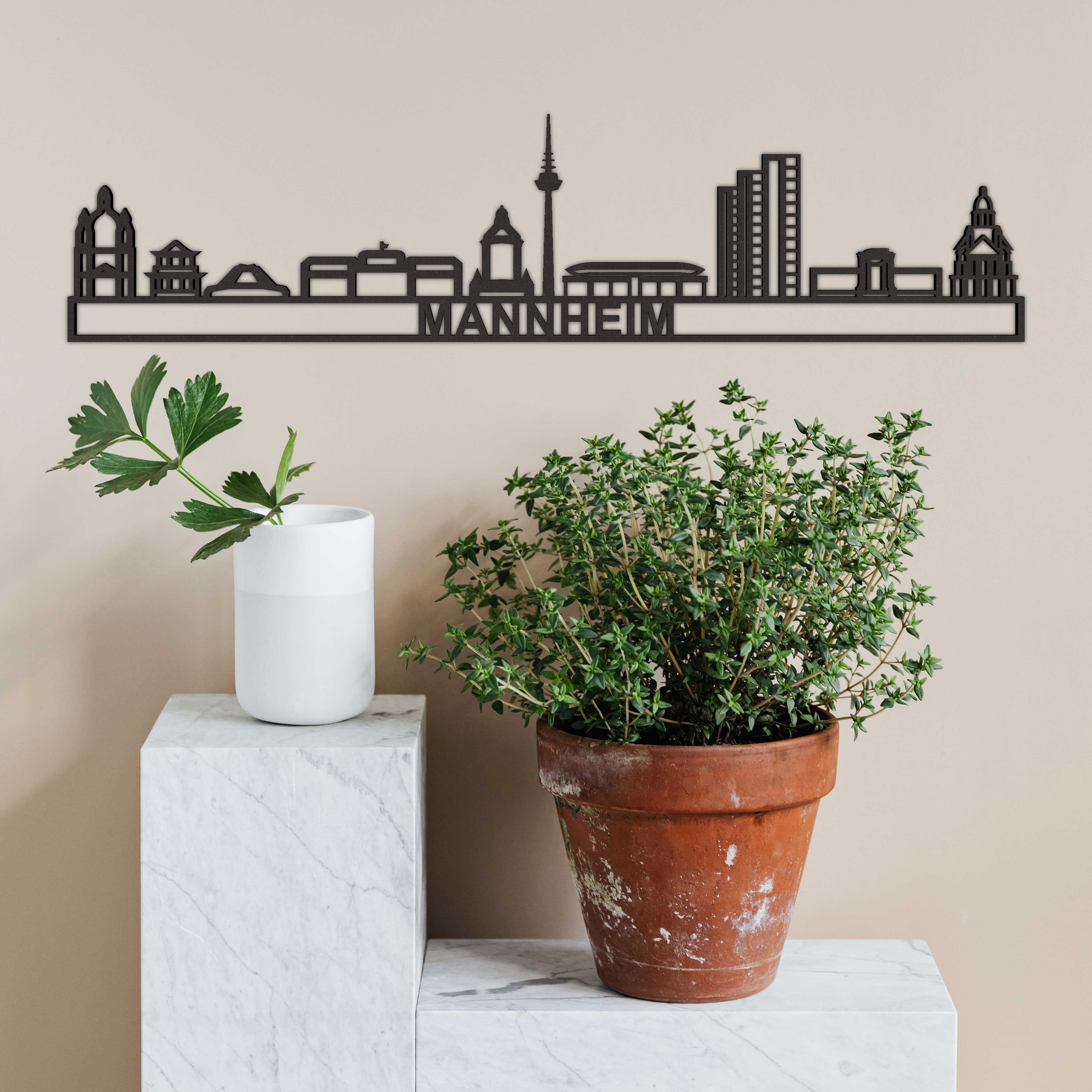 Skyline Mannheim aus Holz