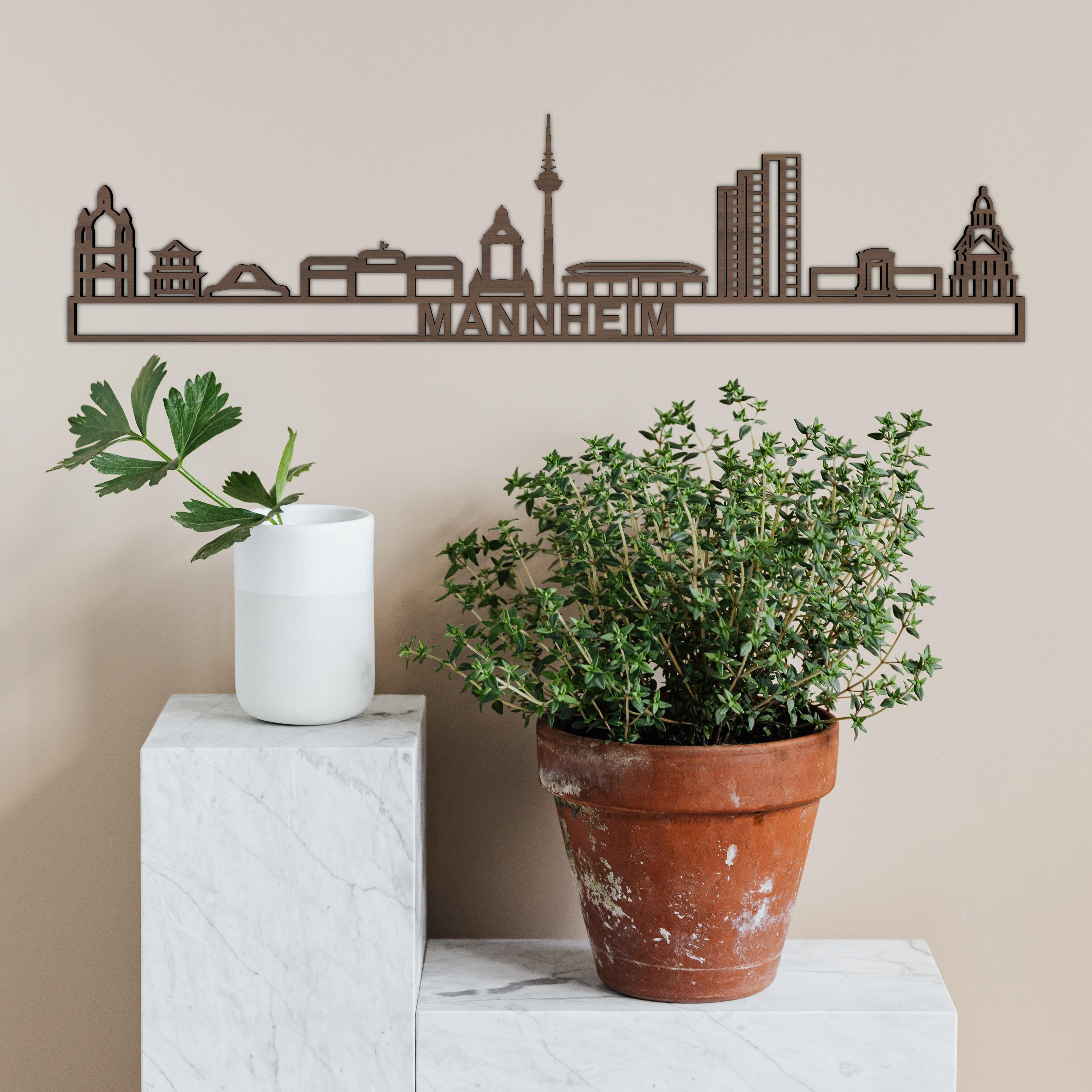 Skyline Mannheim aus Holz