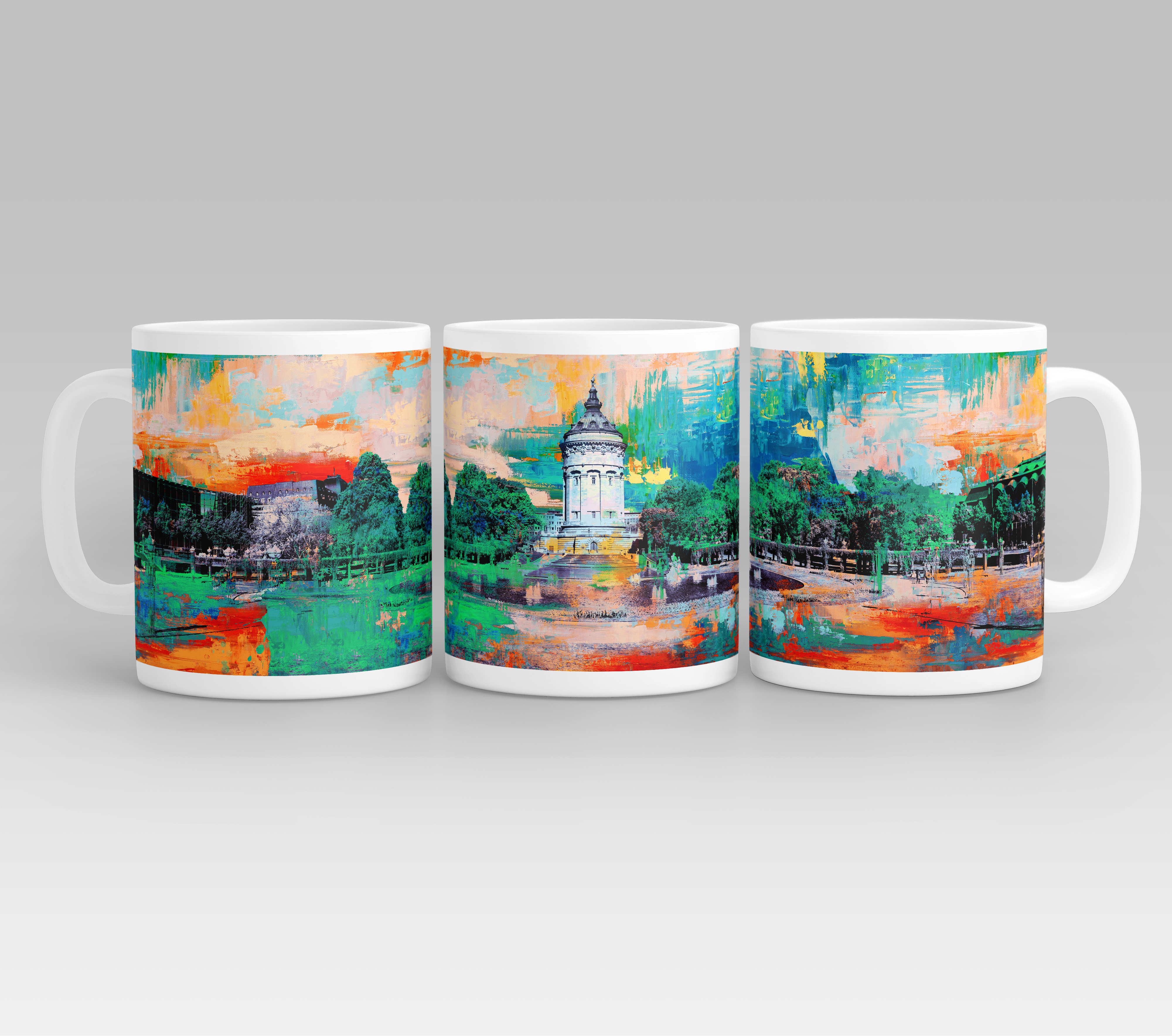 Tassen Mannheim 3er Set - Panorama Druck Tassen Mannheim 3er Set - Panorama Druck