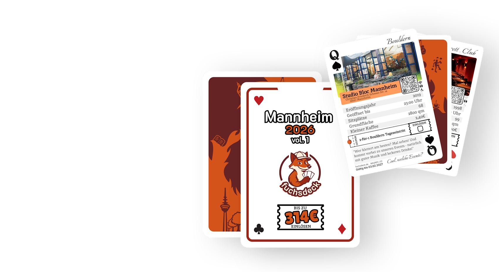 Fuchsdeck Mannheim - Quartett mit 36 Karten und 36 Gutscheinen