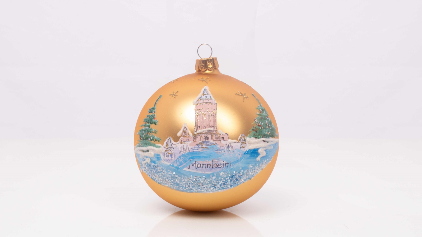 Weihnachtskugel Mannheim Wasserturm, rot oder gold