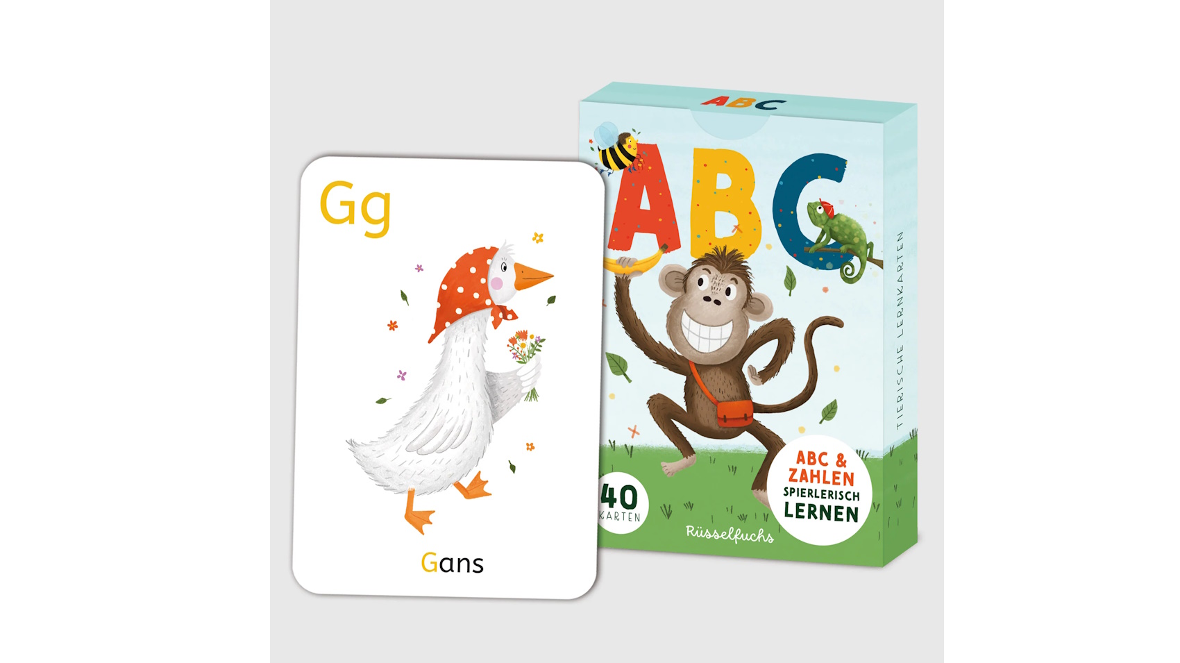 ABC-Kartenset mit 30 Buchstabenkarten und 10 Zahlenkarten