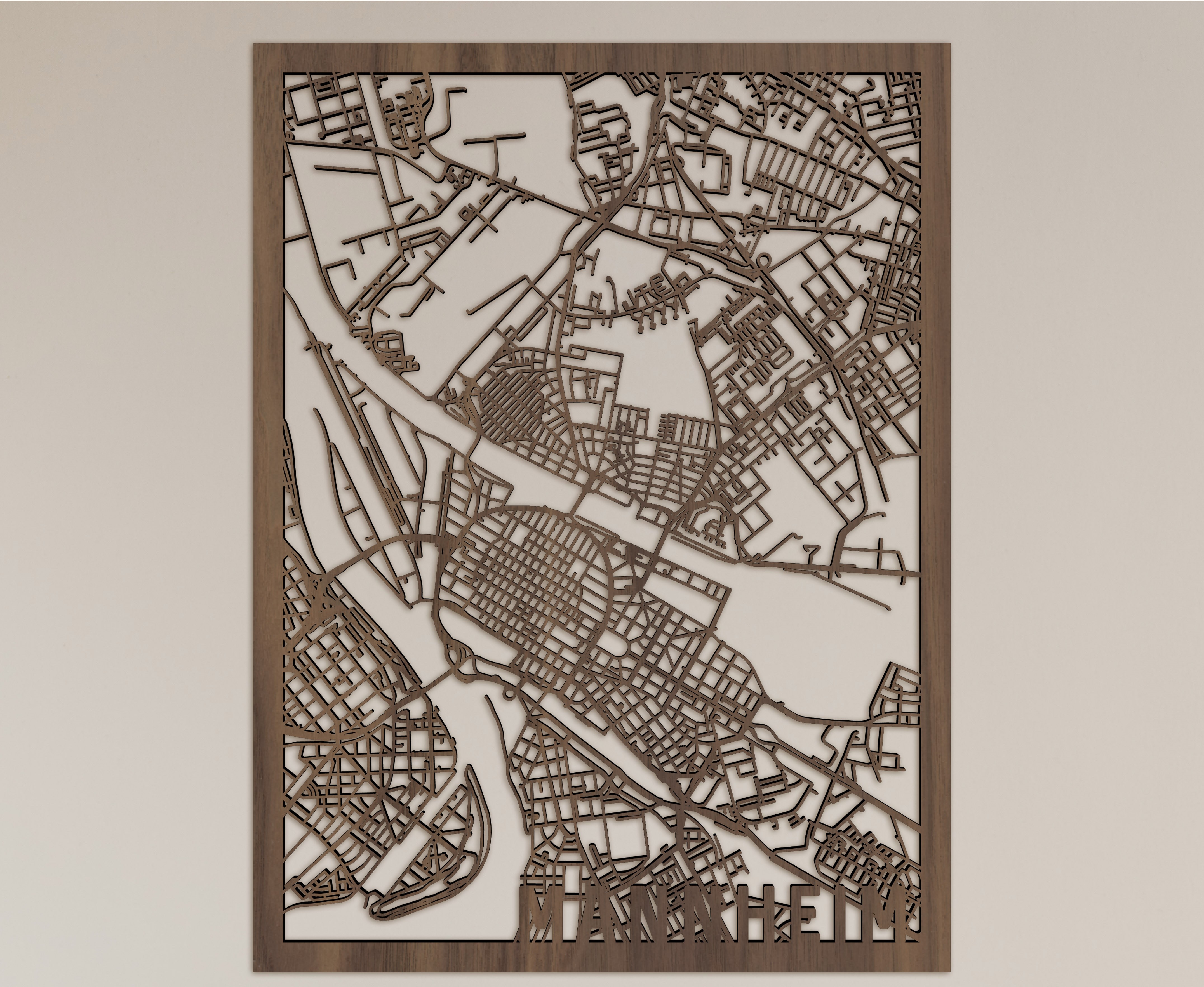 Stadtplan Mannheim aus Holz