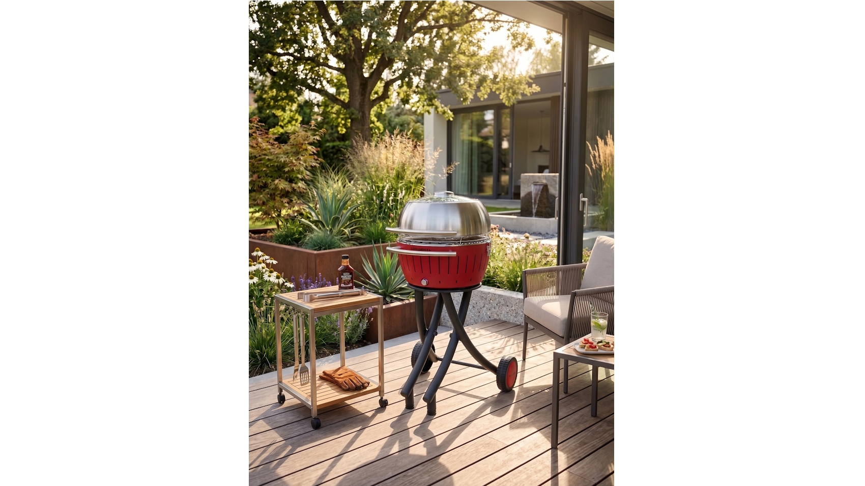 Lotus® XL-Gartengrill-Set inkl. Holzkohle 2,5 kg & Brennpaste 200 ml