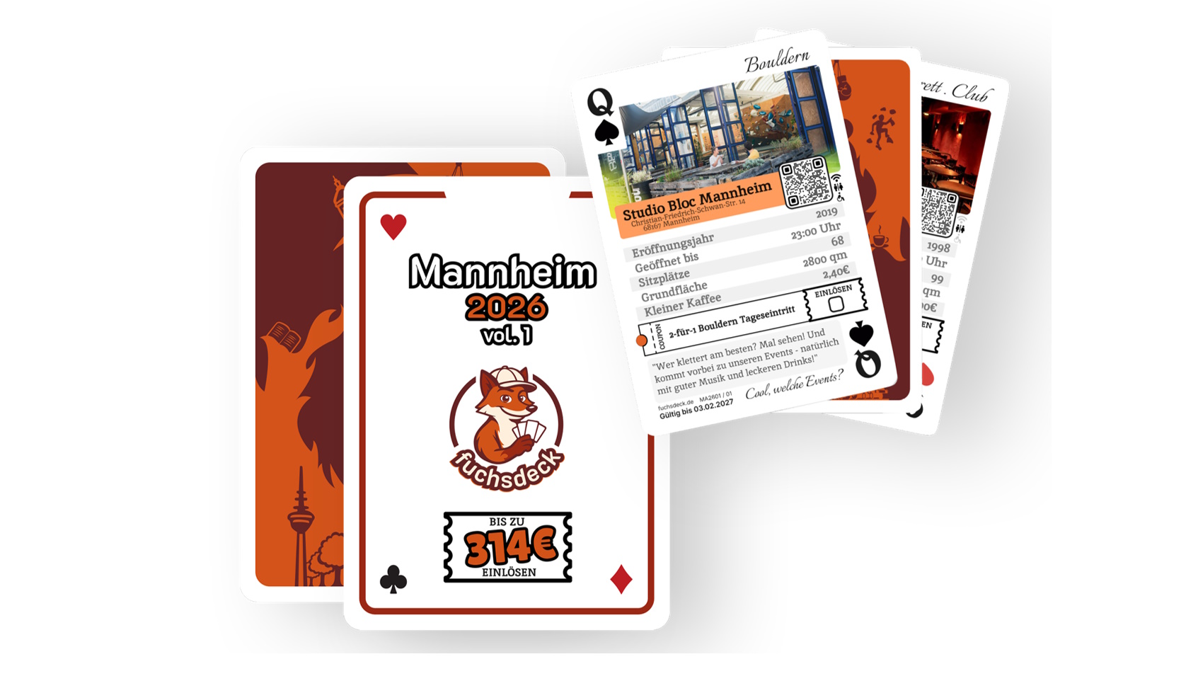 Fuchsdeck Mannheim - Quartett mit 36 Karten und 36 Gutscheinen