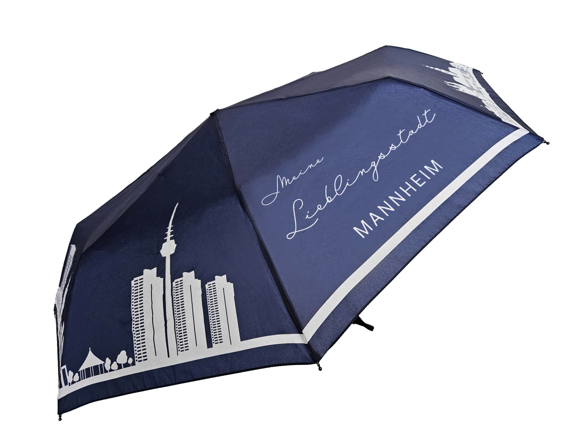 Doppler Taschenschirm mit Mannheimer Skyline Doppler Taschenschirm mit Mannheimer Skyline