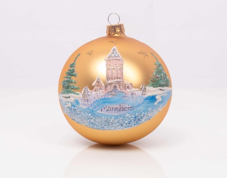 Weihnachtskugel Mannheim Wasserturm, rot oder gold
