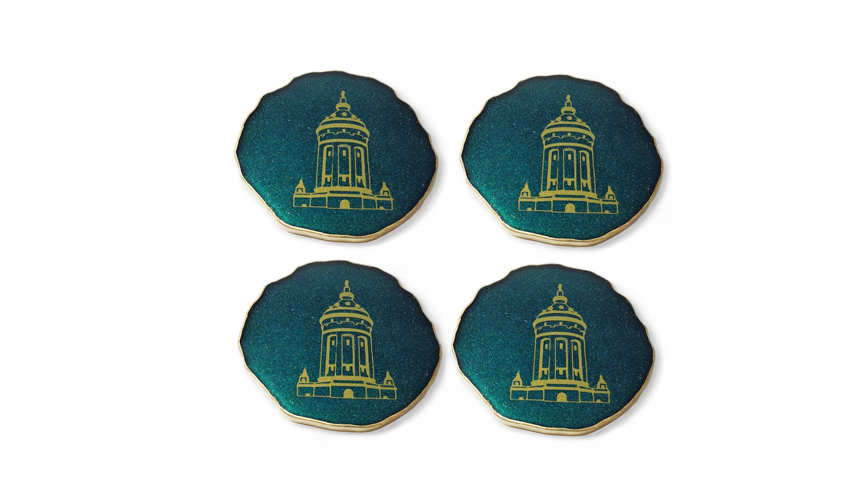 Resin Untersetzer Mannheim Wasserturm - verschiedene Farben