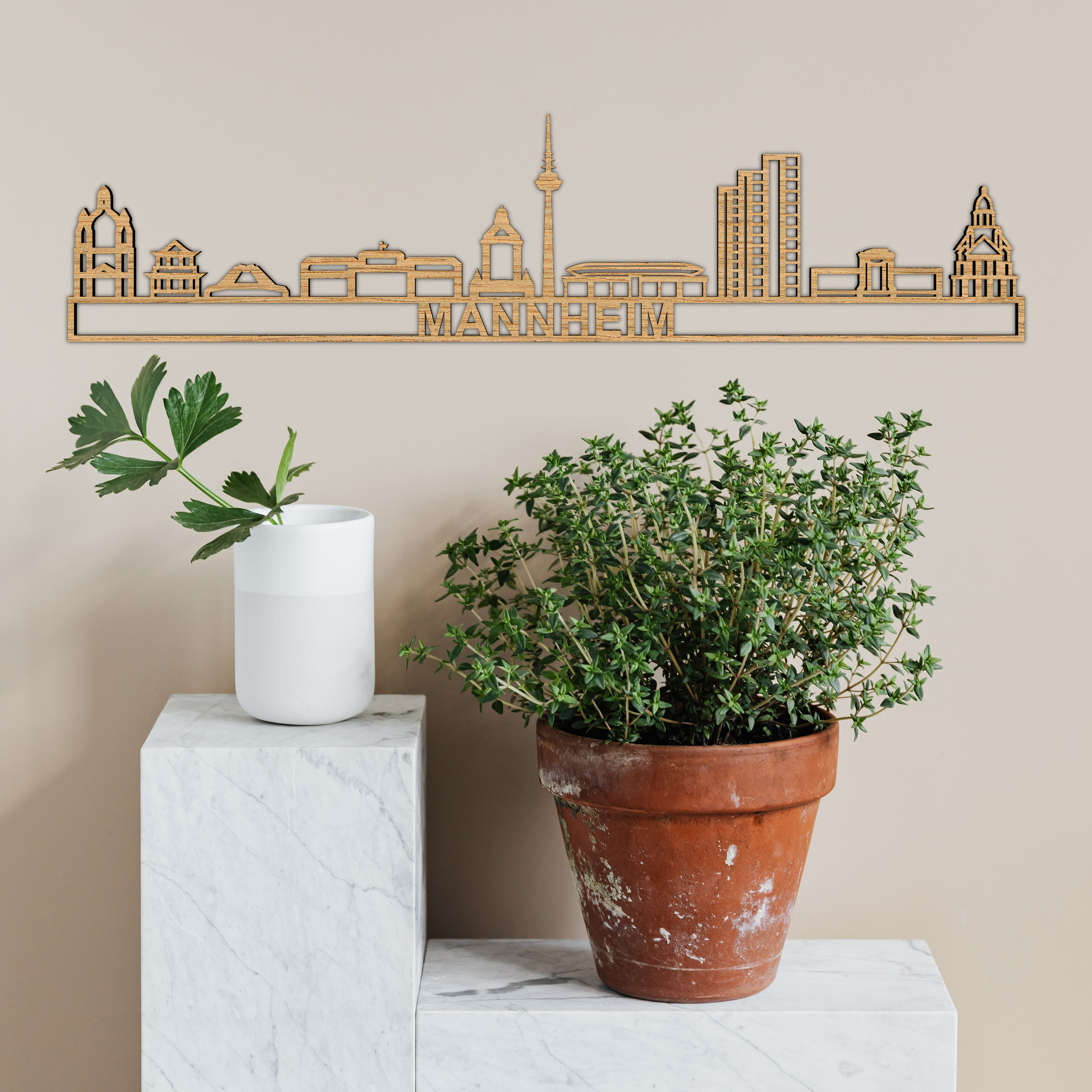 Skyline Mannheim aus Holz